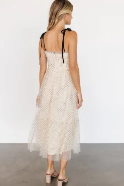 Clearance Baltic Born Izzy Tulle Midi Dress | Cream + Black Cream+Black