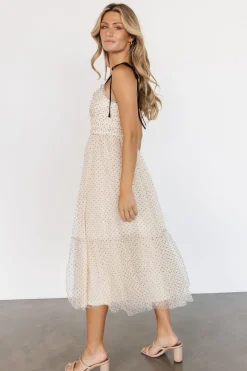 Clearance Baltic Born Izzy Tulle Midi Dress | Cream + Black Cream+Black