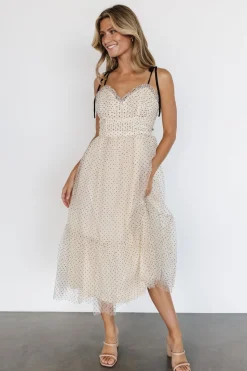 Clearance Baltic Born Izzy Tulle Midi Dress | Cream + Black Cream+Black