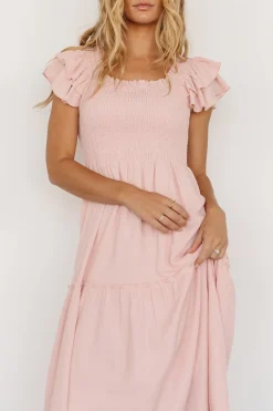 Discount Baltic Born Jacie Smocked Midi Dress | Blush