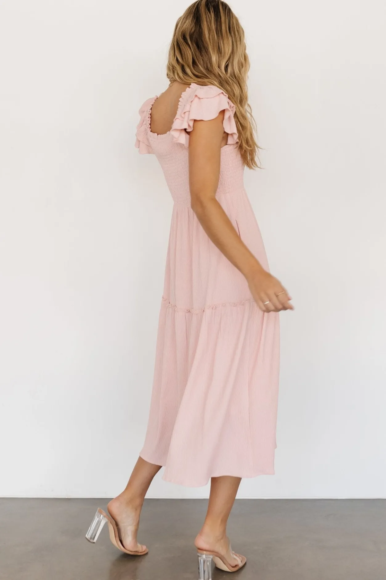 Discount Baltic Born Jacie Smocked Midi Dress | Blush