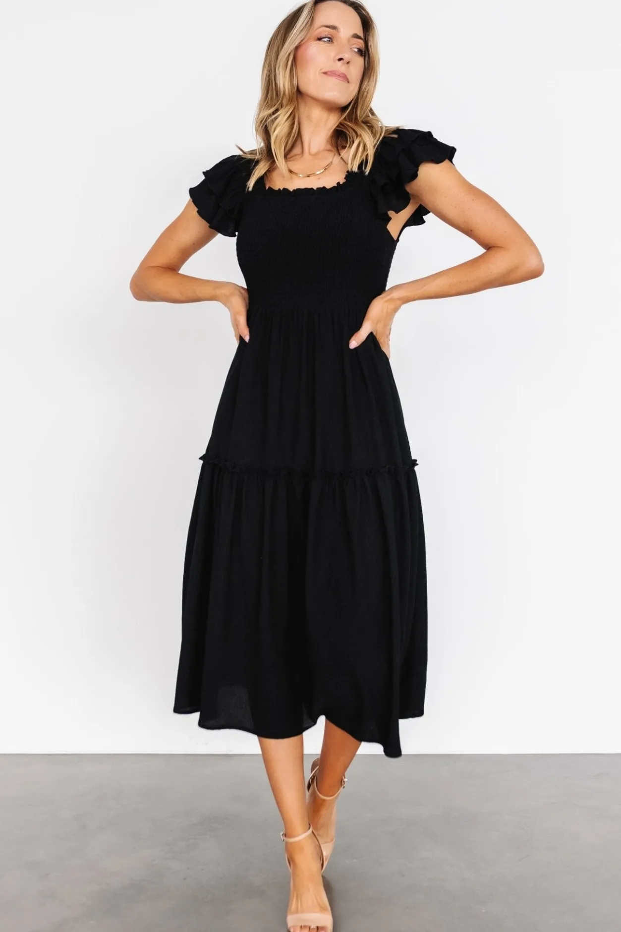 Outlet Baltic Born Jacie Smocked Midi Dress | Black