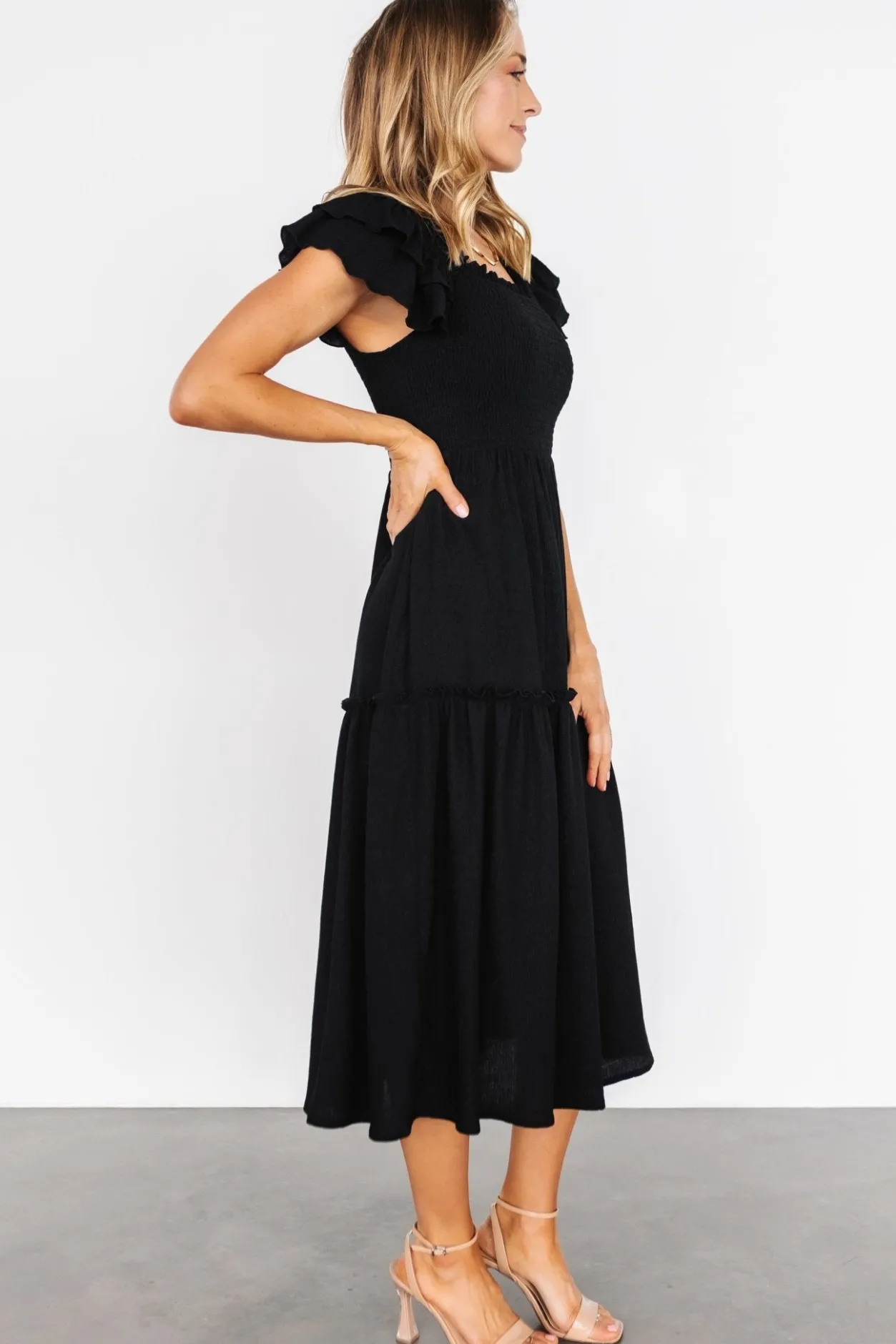 Outlet Baltic Born Jacie Smocked Midi Dress | Black