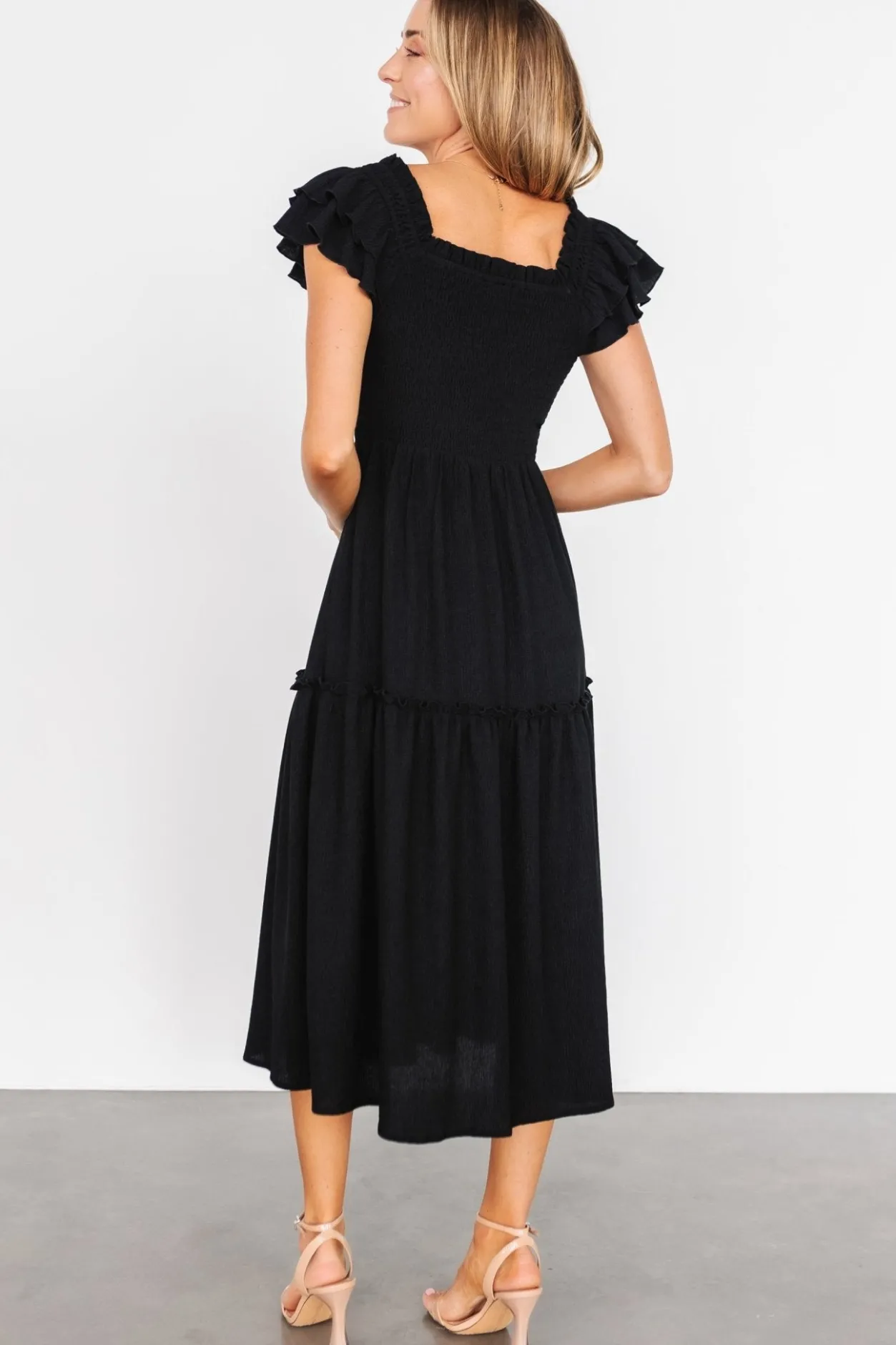 Outlet Baltic Born Jacie Smocked Midi Dress | Black