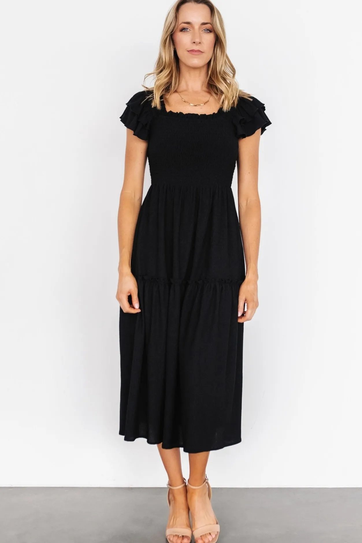 Outlet Baltic Born Jacie Smocked Midi Dress | Black