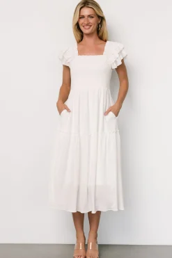 Hot Baltic Born Jacie Smocked Midi Dress | White