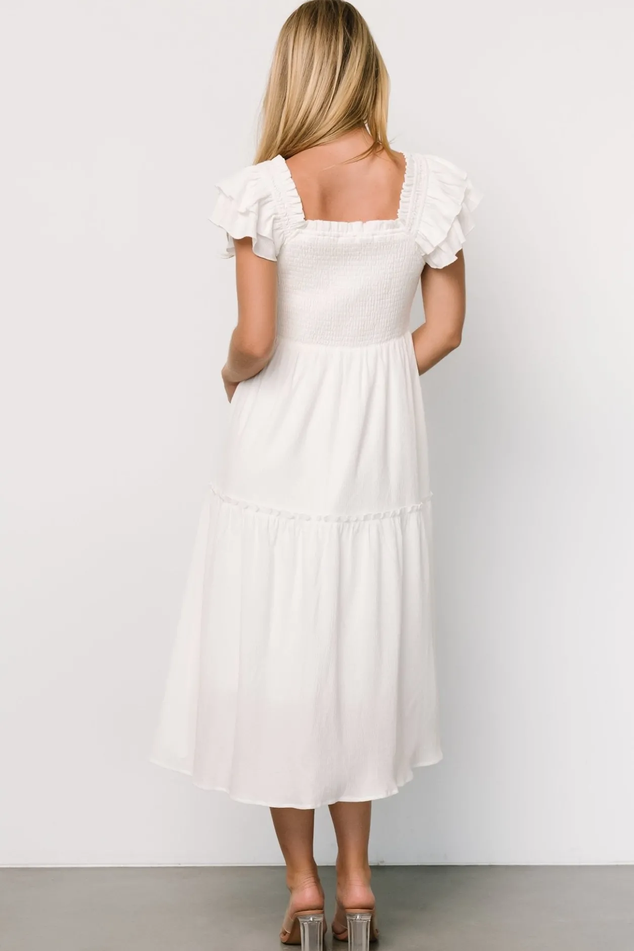 Hot Baltic Born Jacie Smocked Midi Dress | White