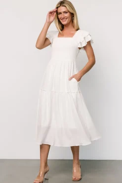 Hot Baltic Born Jacie Smocked Midi Dress | White