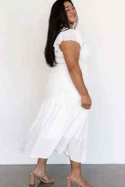 Hot Baltic Born Jacie Smocked Midi Dress | White