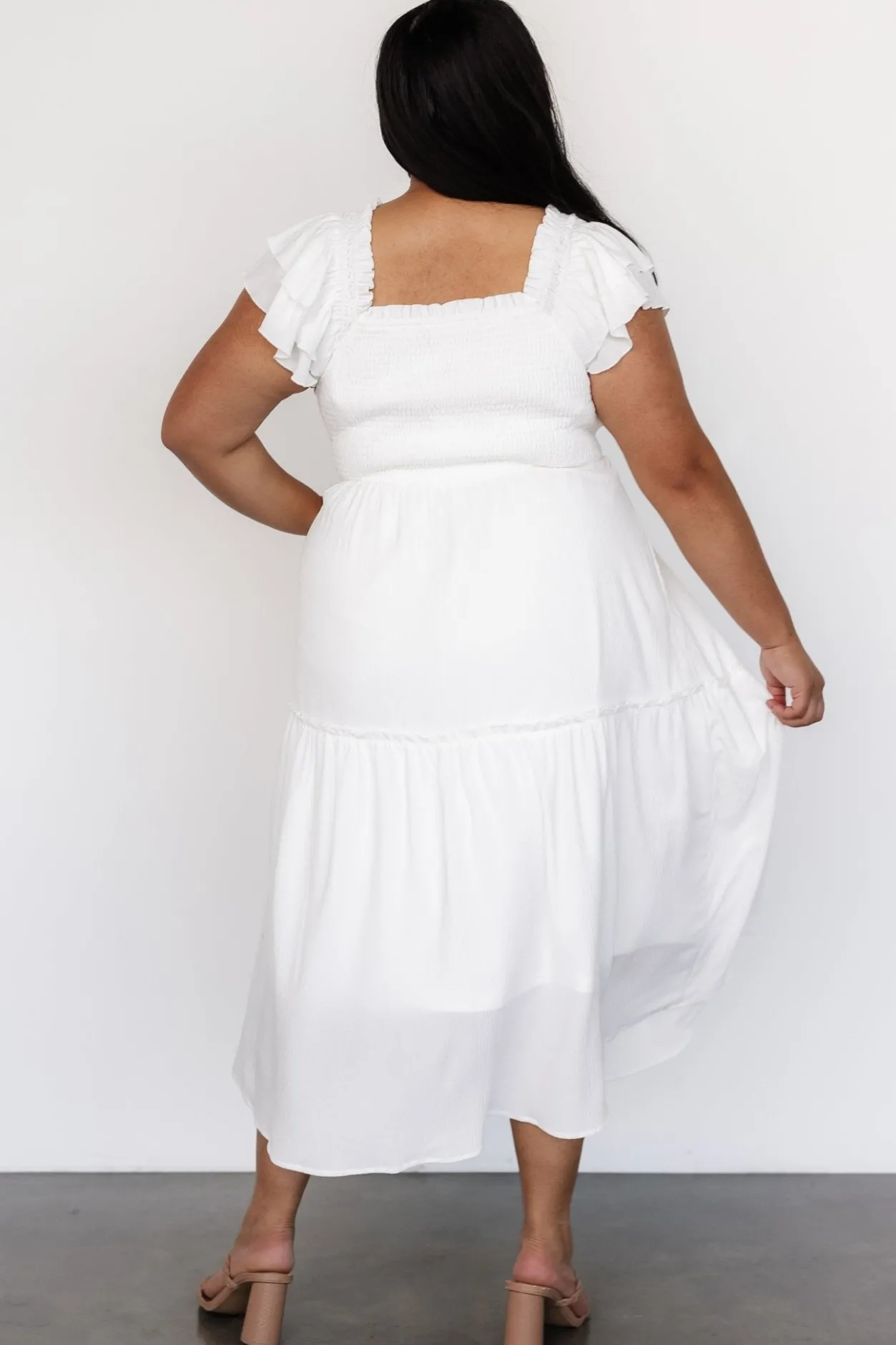 Hot Baltic Born Jacie Smocked Midi Dress | White