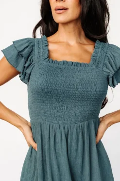 Clearance Baltic Born Jacie Smocked Midi Dress | Vintage Teal VintageTeal