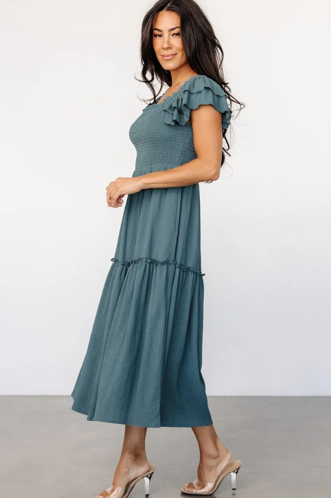 Clearance Baltic Born Jacie Smocked Midi Dress | Vintage Teal VintageTeal