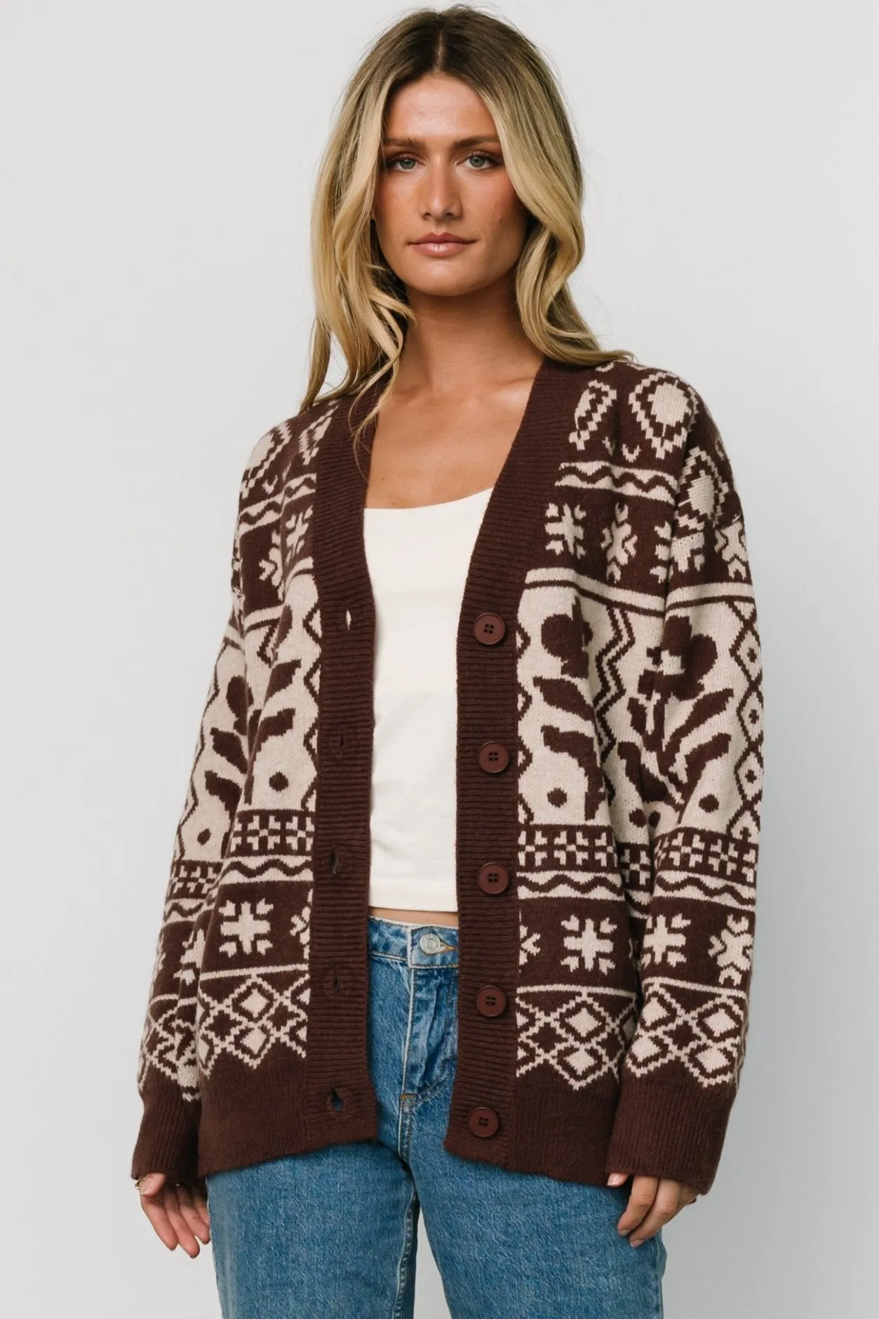 Outlet Baltic Born Jackson Oversized Cardigan | Dark Mocha Print DarkMochaPrint
