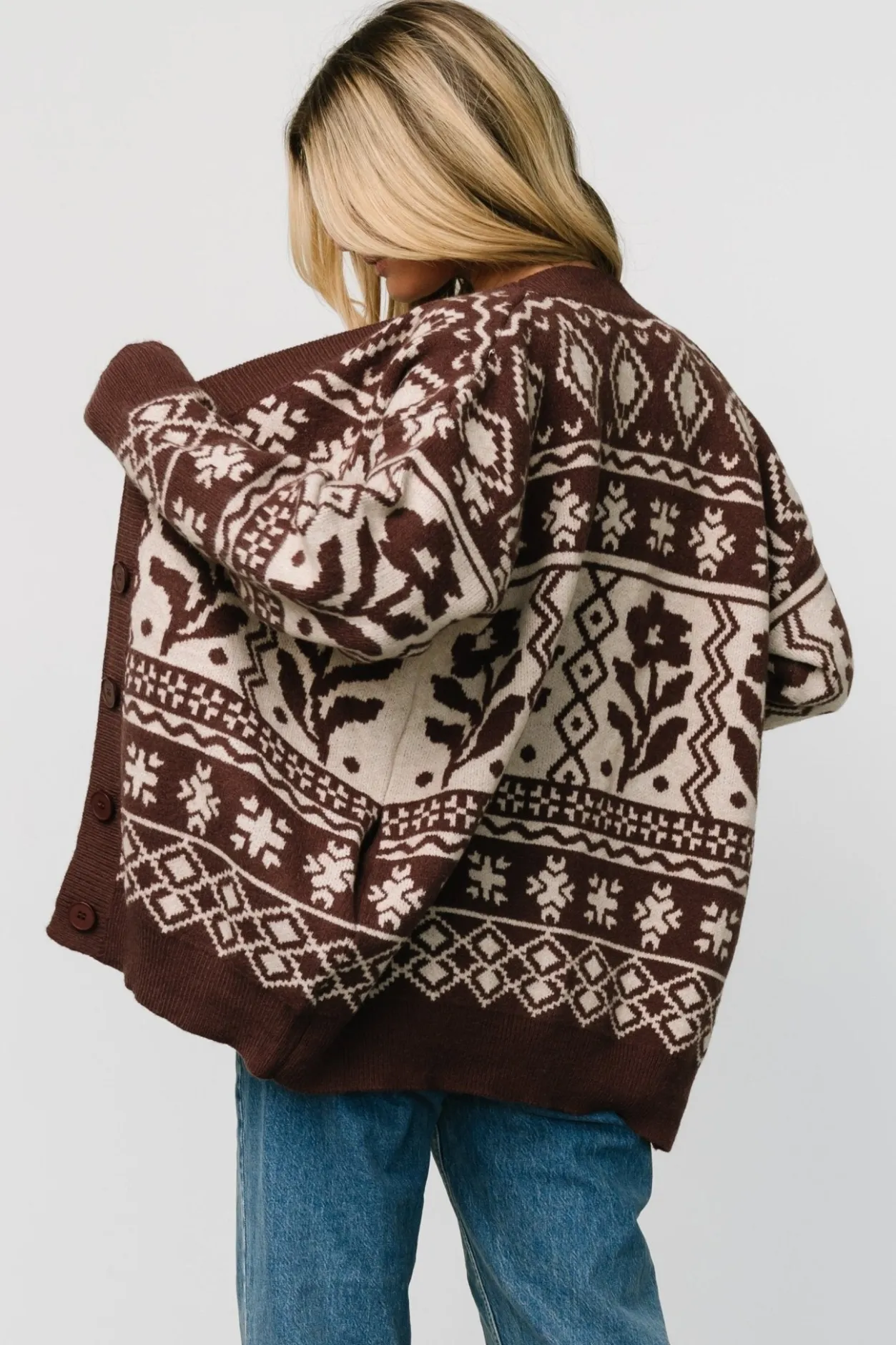Outlet Baltic Born Jackson Oversized Cardigan | Dark Mocha Print DarkMochaPrint