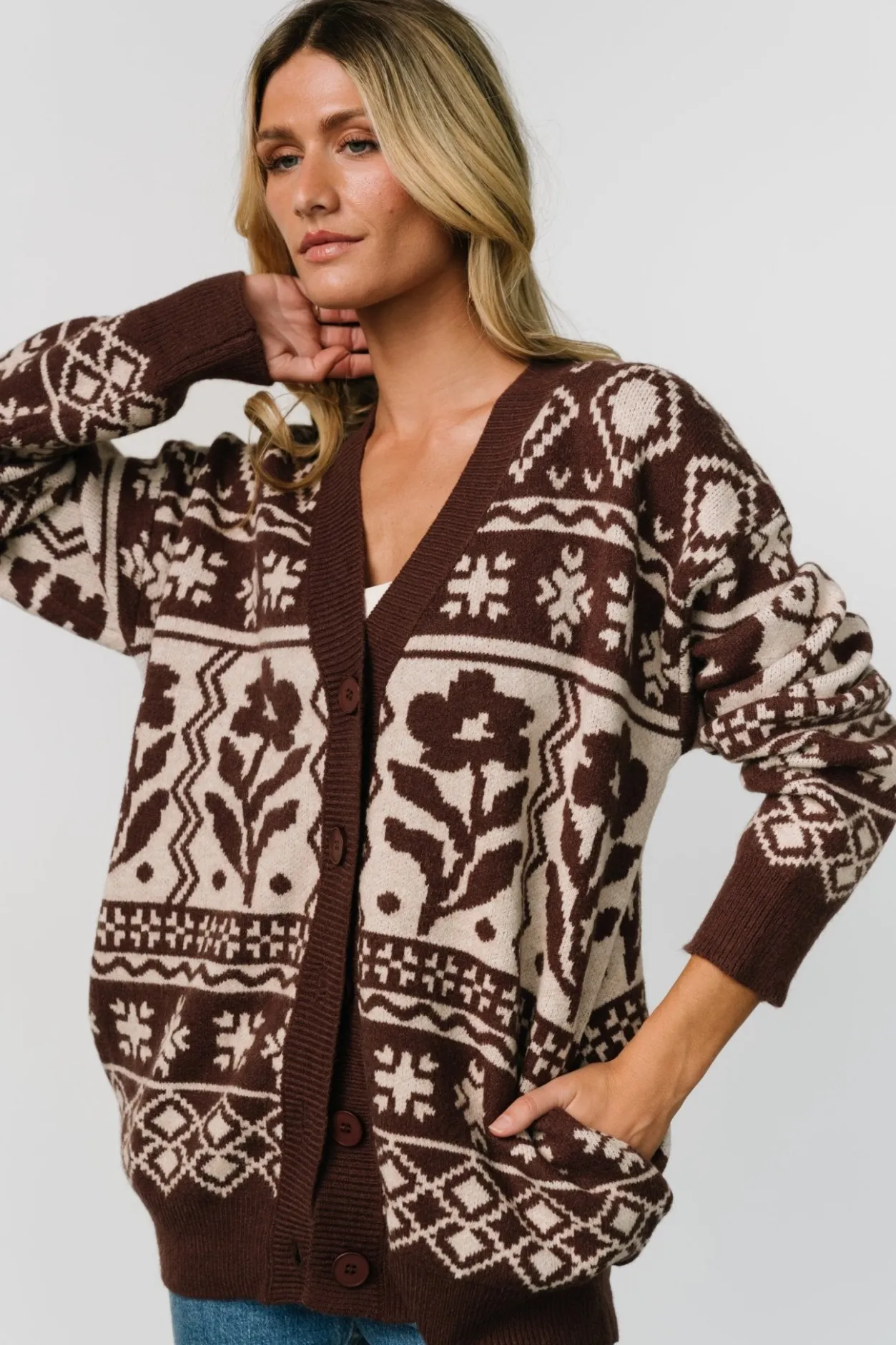 Outlet Baltic Born Jackson Oversized Cardigan | Dark Mocha Print DarkMochaPrint