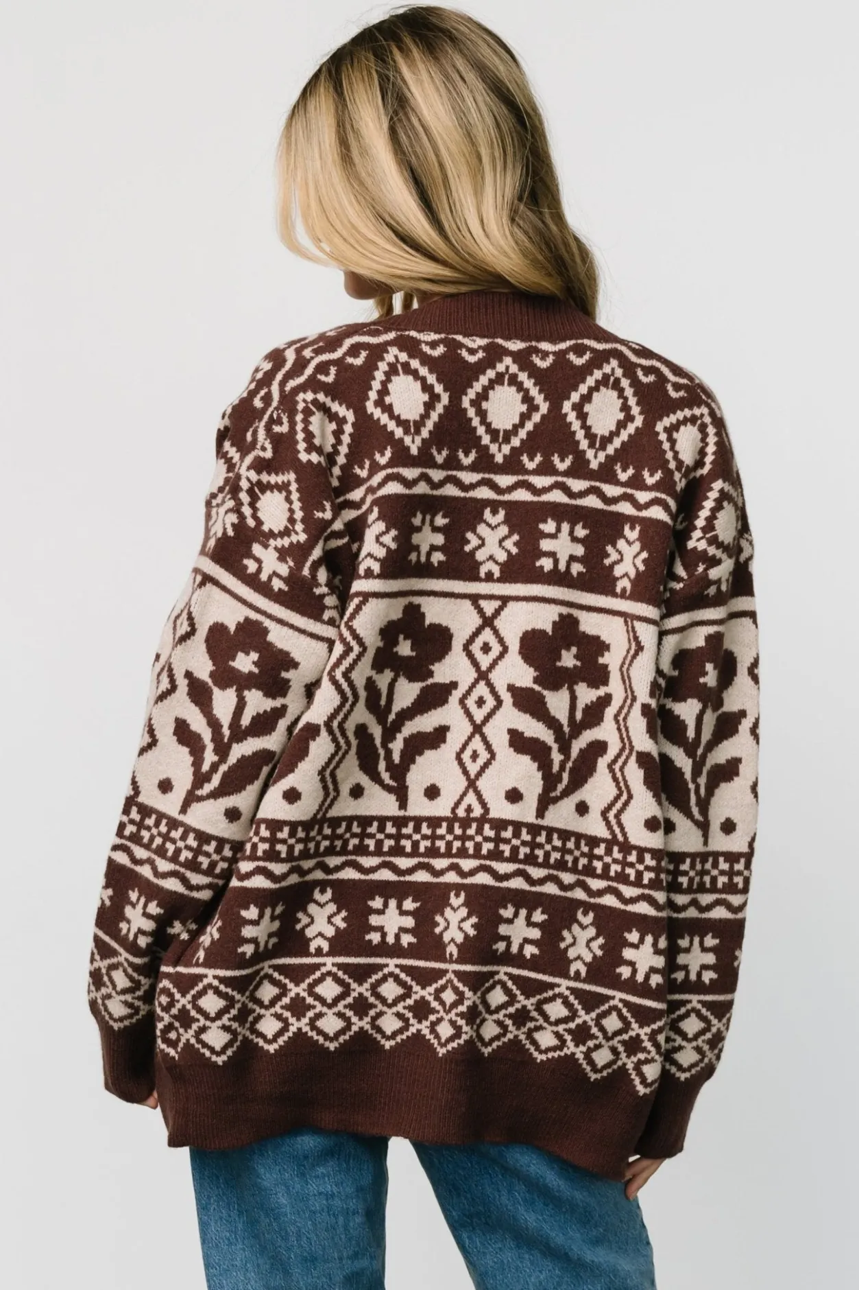 Outlet Baltic Born Jackson Oversized Cardigan | Dark Mocha Print DarkMochaPrint