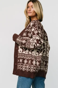 Outlet Baltic Born Jackson Oversized Cardigan | Dark Mocha Print DarkMochaPrint