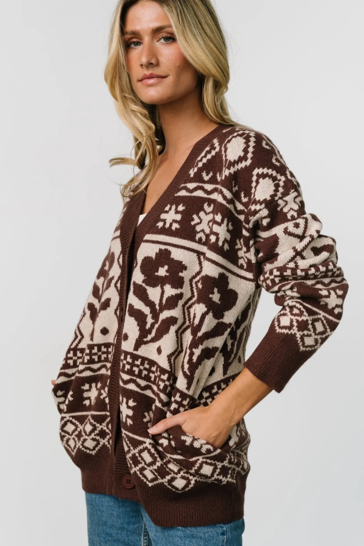 Outlet Baltic Born Jackson Oversized Cardigan | Dark Mocha Print DarkMochaPrint