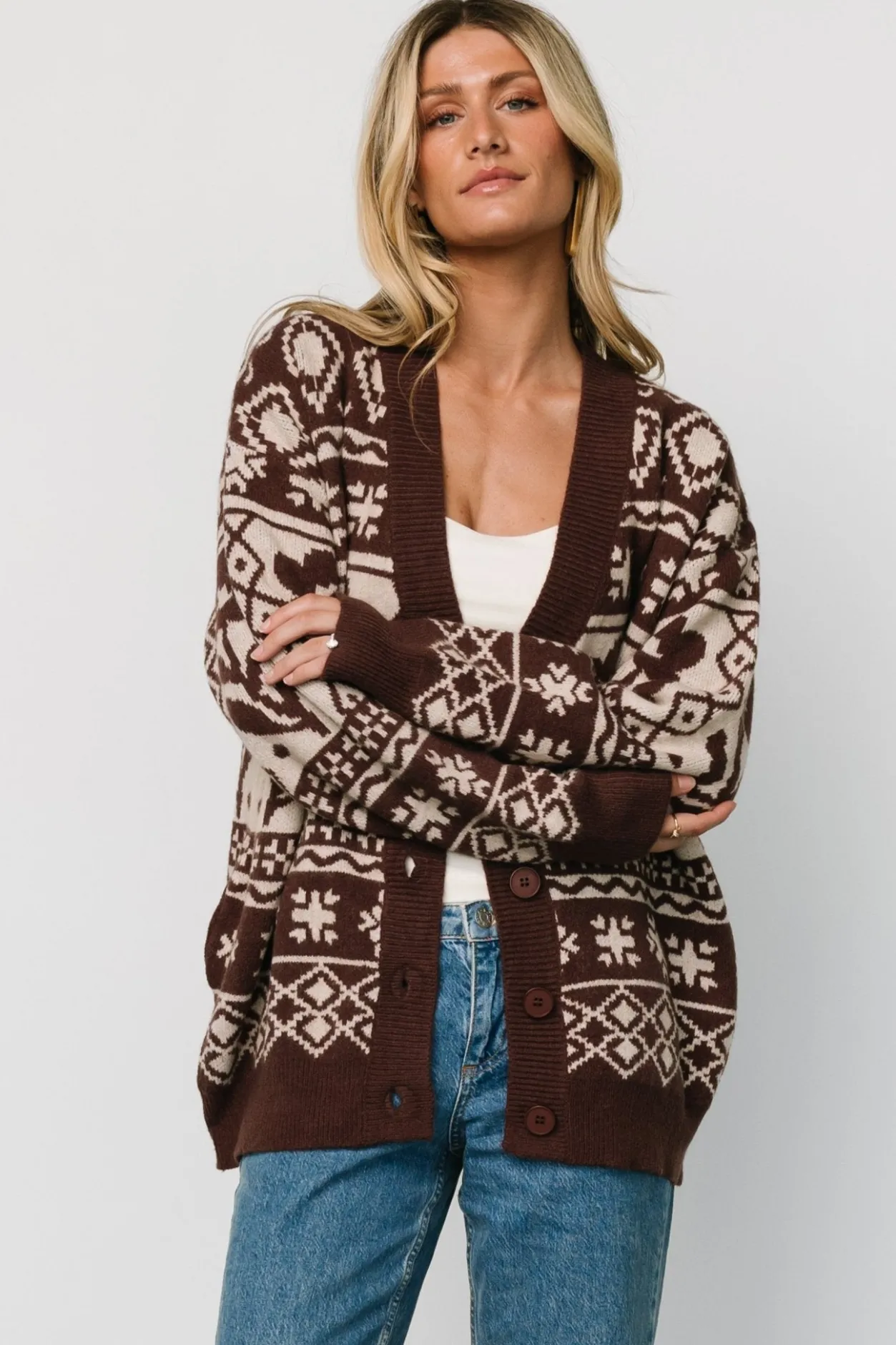 Outlet Baltic Born Jackson Oversized Cardigan | Dark Mocha Print DarkMochaPrint