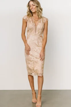Online Baltic Born Jacqueline Embossed Midi Dress | Champagne