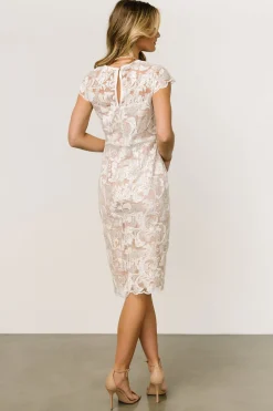 Outlet Baltic Born Jacqueline Embossed Midi Dress | White + Nude White+Nude