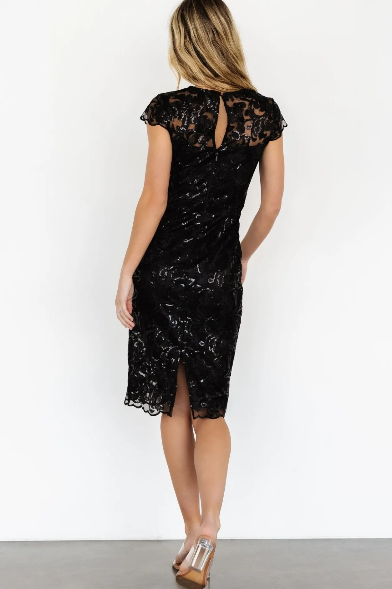 Discount Baltic Born Jacqueline Embossed Midi Dress | Black