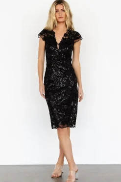 Discount Baltic Born Jacqueline Embossed Midi Dress | Black