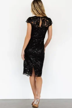 Discount Baltic Born Jacqueline Embossed Midi Dress | Black