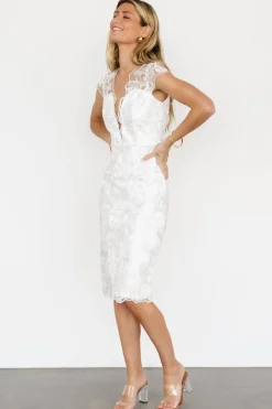 Clearance Baltic Born Jacqueline Embossed Midi Dress | White
