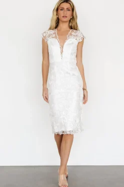 Clearance Baltic Born Jacqueline Embossed Midi Dress | White