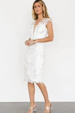Clearance Baltic Born Jacqueline Embossed Midi Dress | White