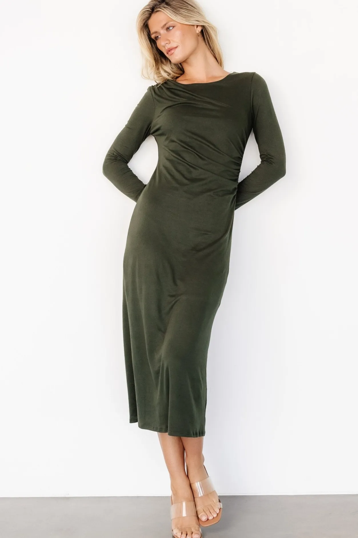 Discount Baltic Born Jaelyn Ruched Dress | Olive