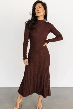 Fashion Baltic Born Jamelia Pleated Sweater Dress | Brown + Gold Brown+Gold