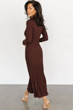 Fashion Baltic Born Jamelia Pleated Sweater Dress | Brown + Gold Brown+Gold