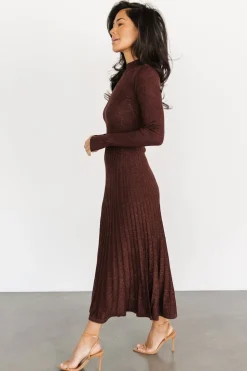 Fashion Baltic Born Jamelia Pleated Sweater Dress | Brown + Gold Brown+Gold
