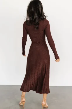 Fashion Baltic Born Jamelia Pleated Sweater Dress | Brown + Gold Brown+Gold