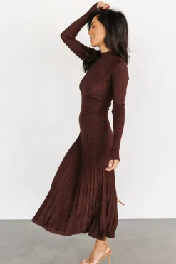 Fashion Baltic Born Jamelia Pleated Sweater Dress | Brown + Gold Brown+Gold