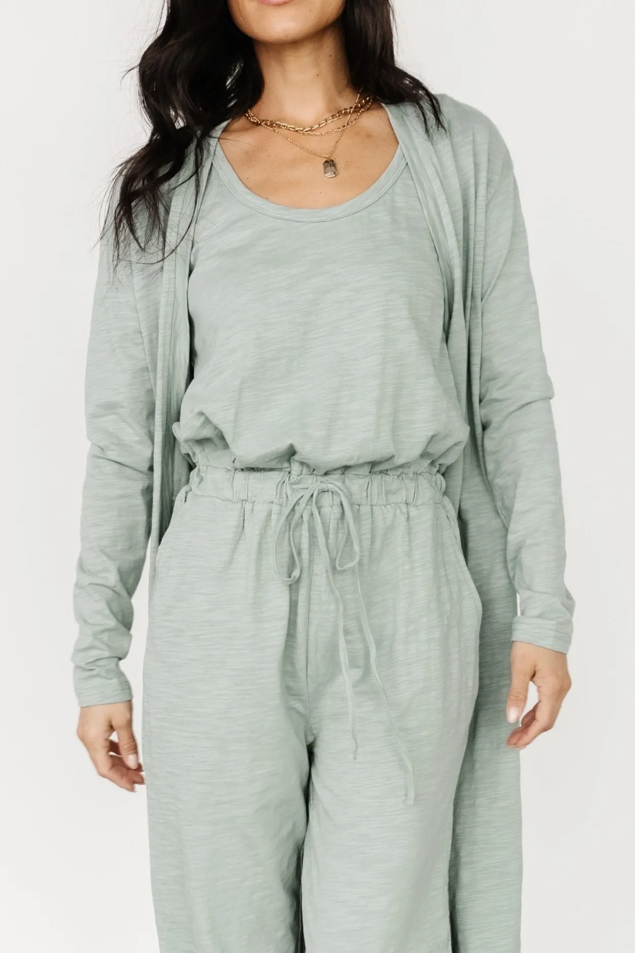New Baltic Born Janae Jumpsuit + Cardigan Set | Sage