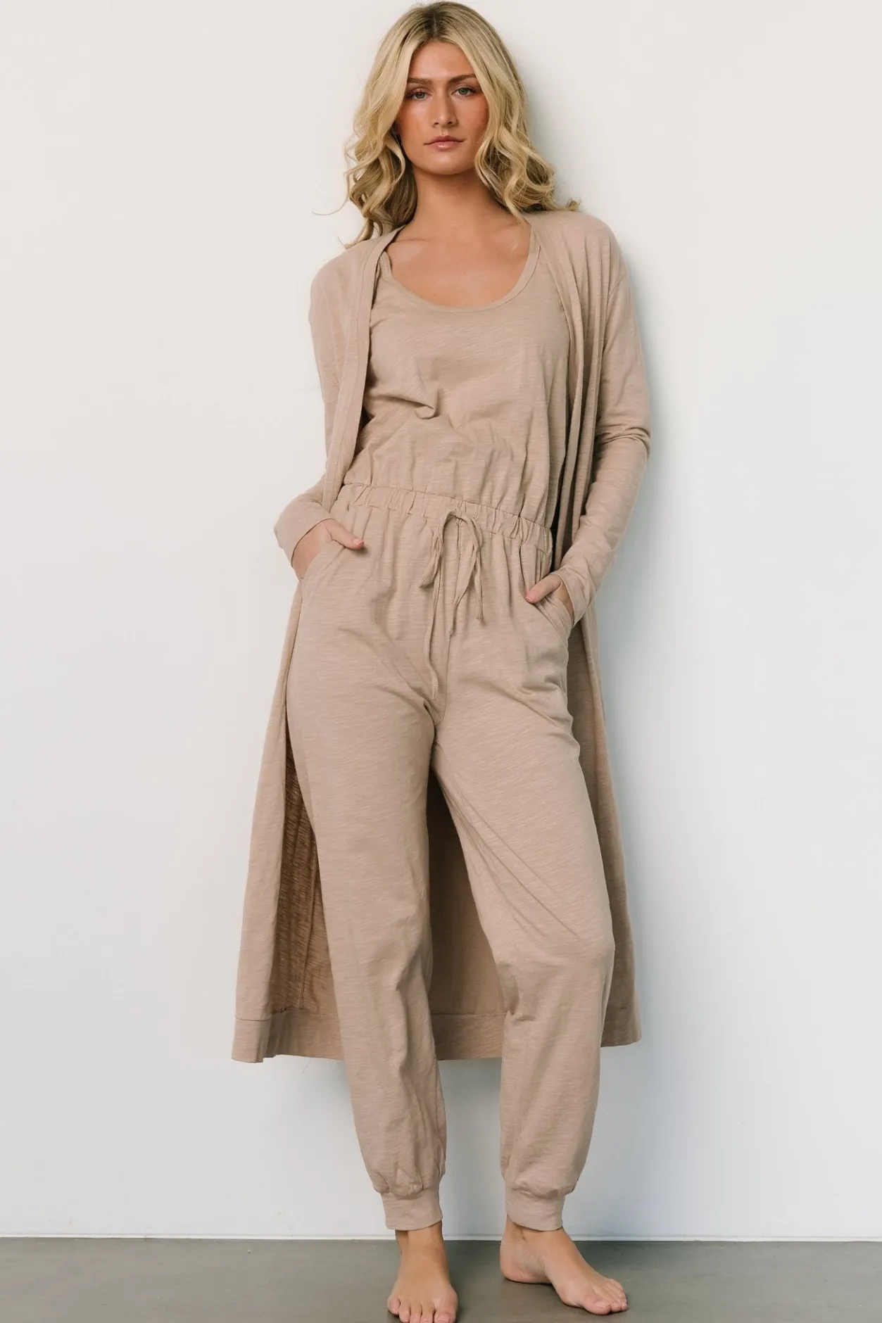 Best Baltic Born Janae Jumpsuit + Cardigan Set | Oatmeal