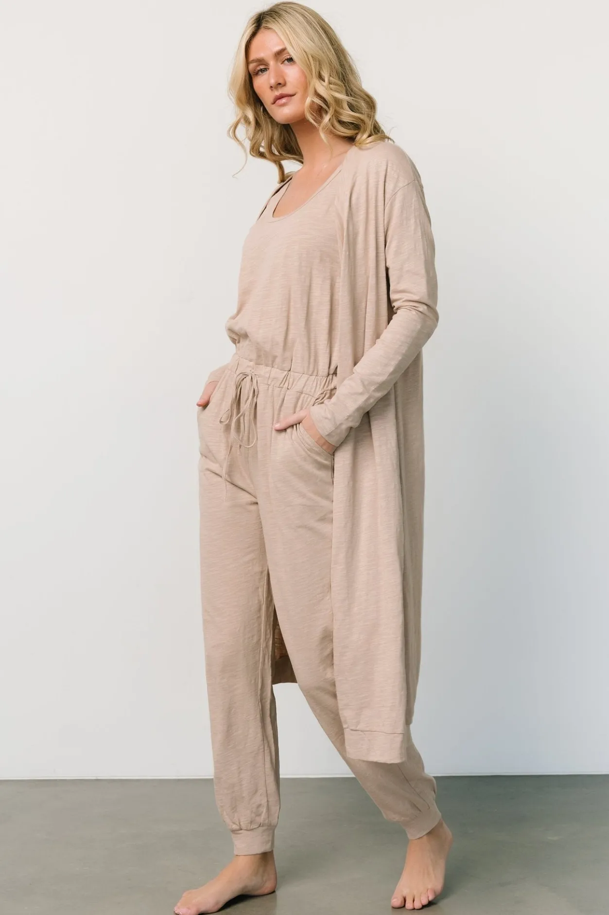 Best Baltic Born Janae Jumpsuit + Cardigan Set | Oatmeal