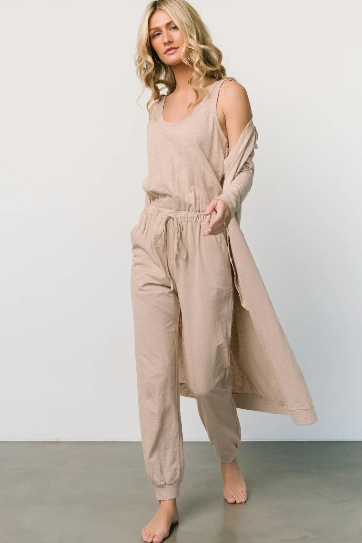 Best Baltic Born Janae Jumpsuit + Cardigan Set | Oatmeal