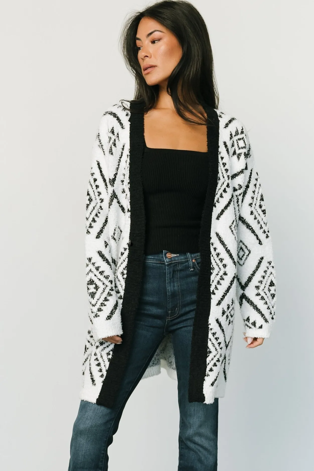 Clearance Baltic Born Jay Oversized Cardigan | White + Black White+Black