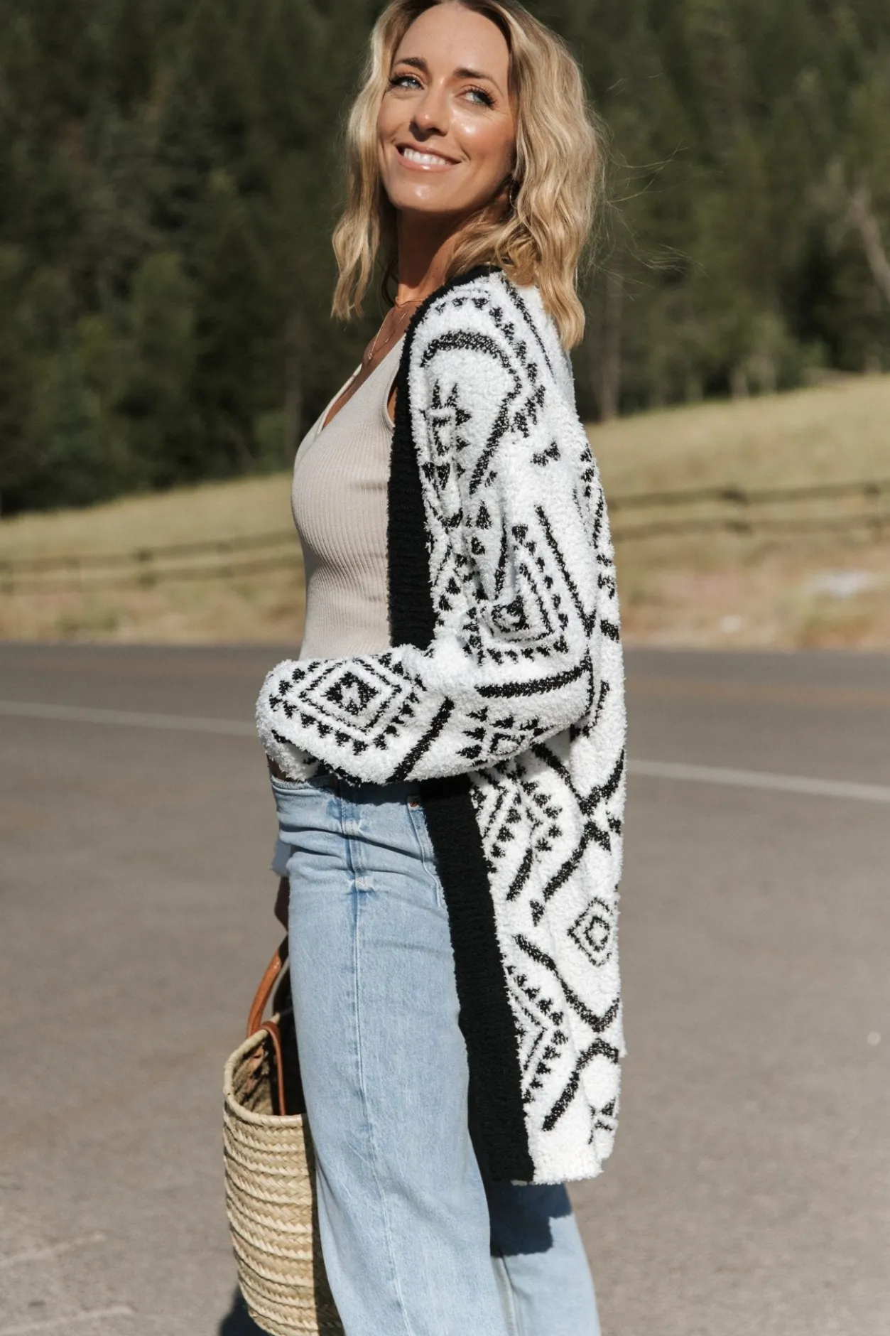 Clearance Baltic Born Jay Oversized Cardigan | White + Black White+Black