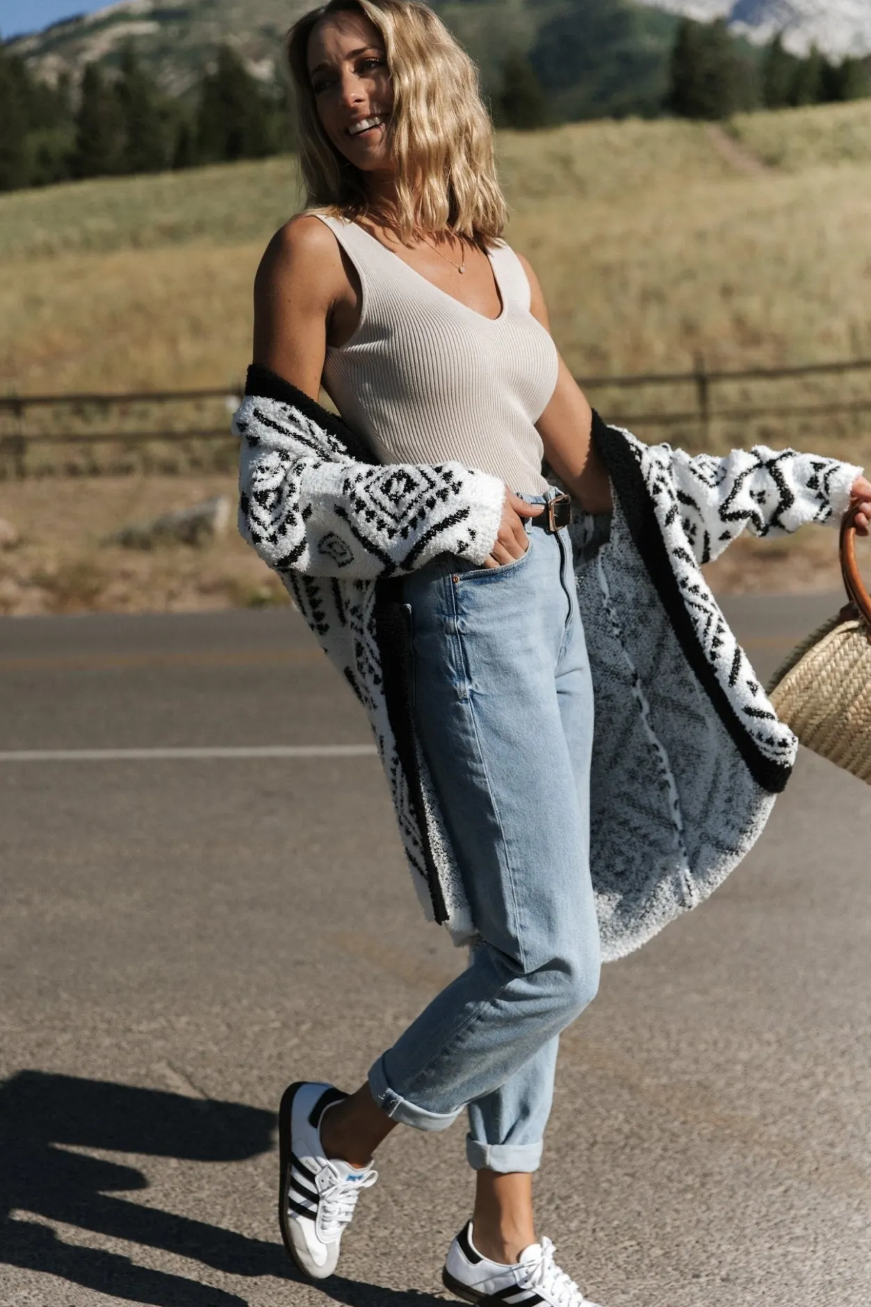 Clearance Baltic Born Jay Oversized Cardigan | White + Black White+Black