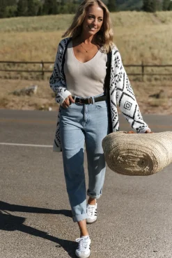 Clearance Baltic Born Jay Oversized Cardigan | White + Black White+Black