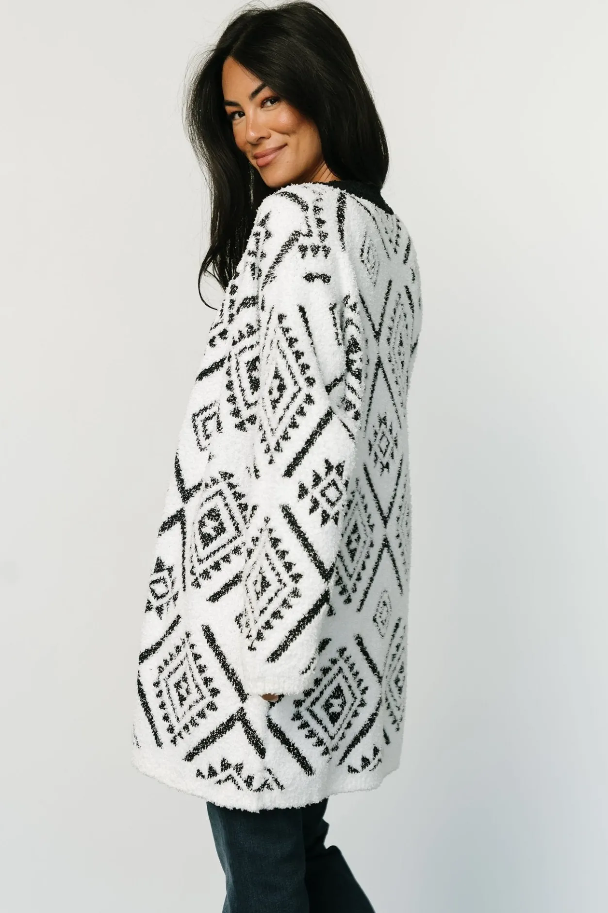 Clearance Baltic Born Jay Oversized Cardigan | White + Black White+Black