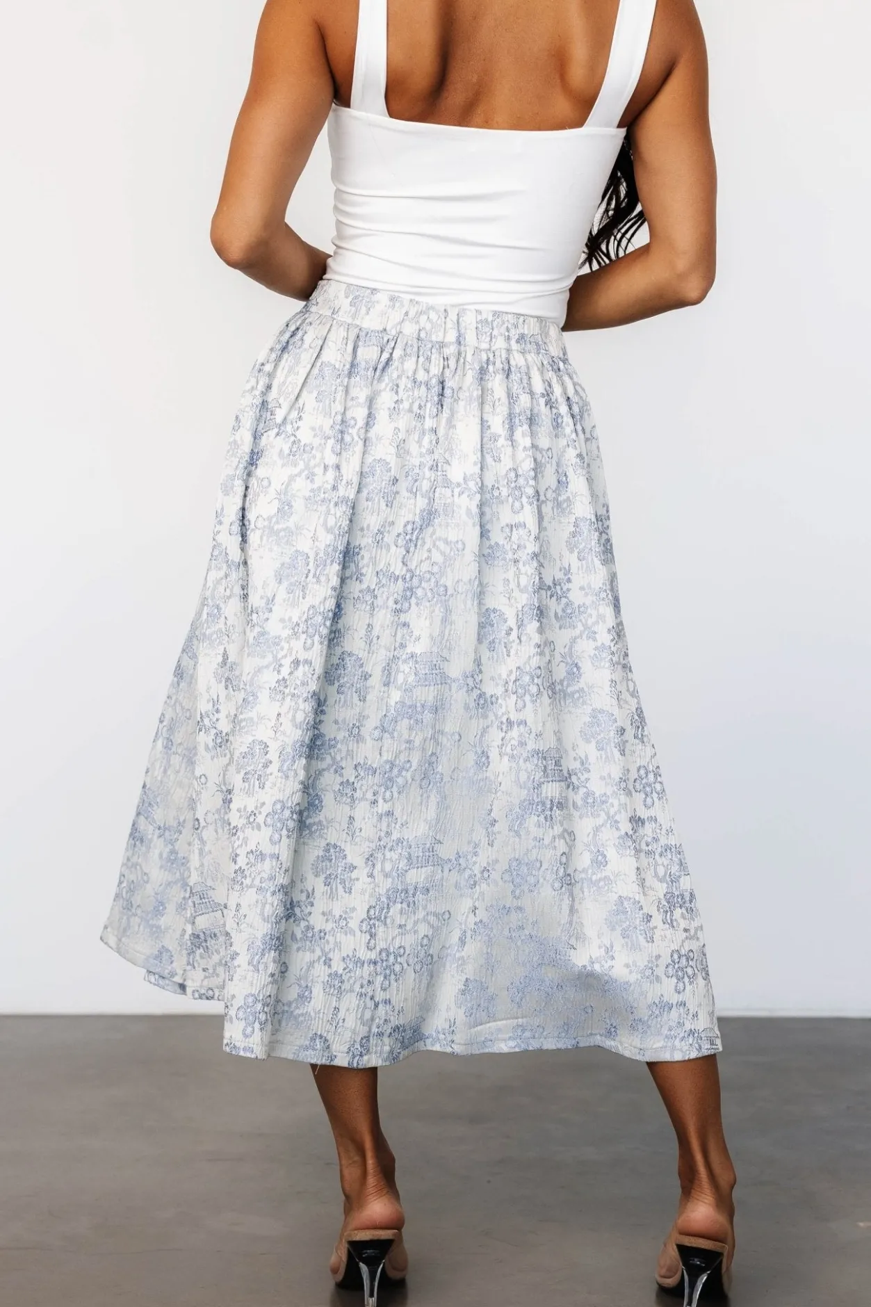 Outlet Baltic Born Jeanne Pleated Midi Skirt | Pearl + Light Blue Pearl+LightBlue