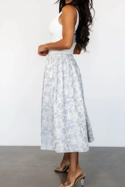 Outlet Baltic Born Jeanne Pleated Midi Skirt | Pearl + Light Blue Pearl+LightBlue