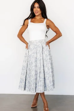 Outlet Baltic Born Jeanne Pleated Midi Skirt | Pearl + Light Blue Pearl+LightBlue