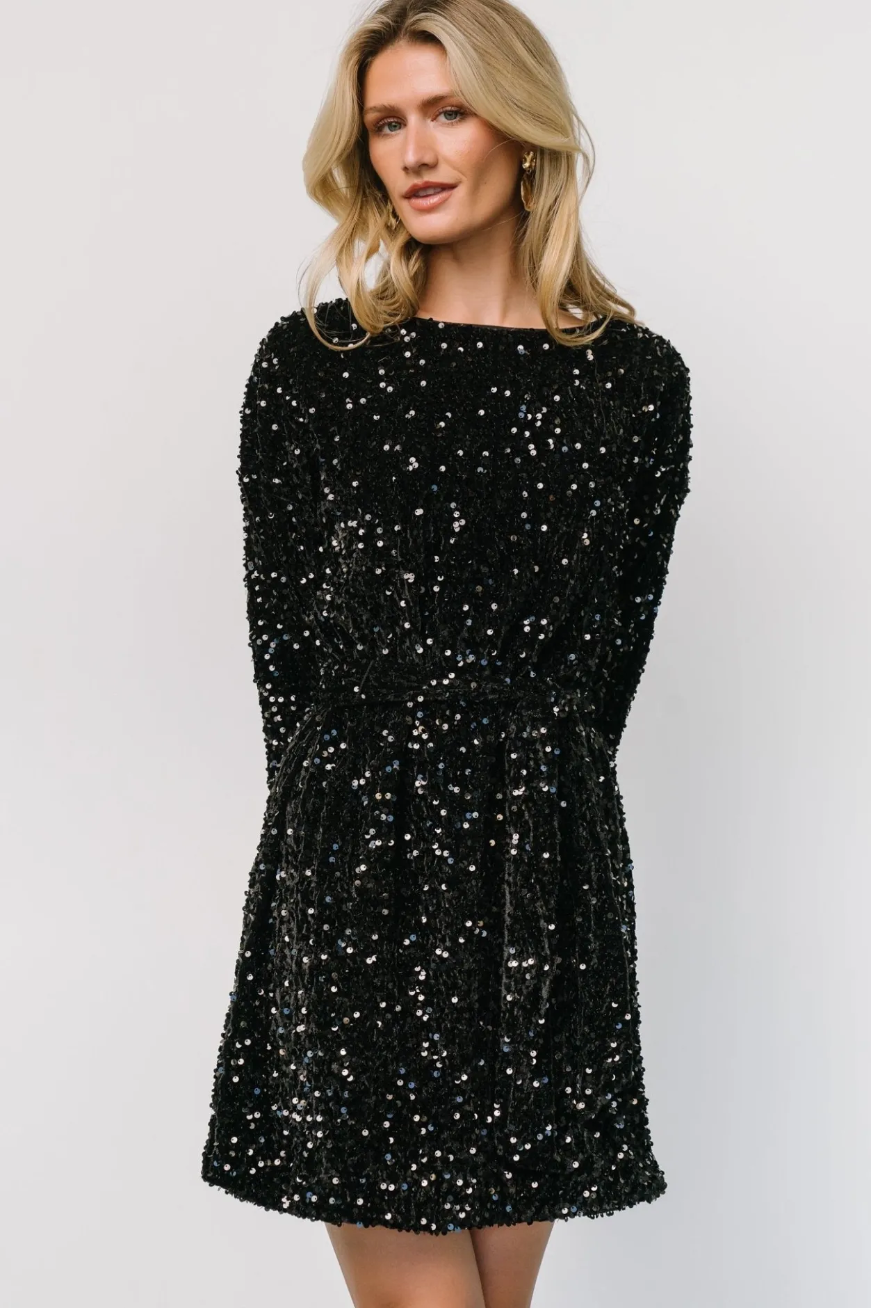 New Baltic Born Jelena Sequin Short Dress | Black